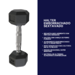 Halter 8Kg Sextavado Emborrachado Cor Preto