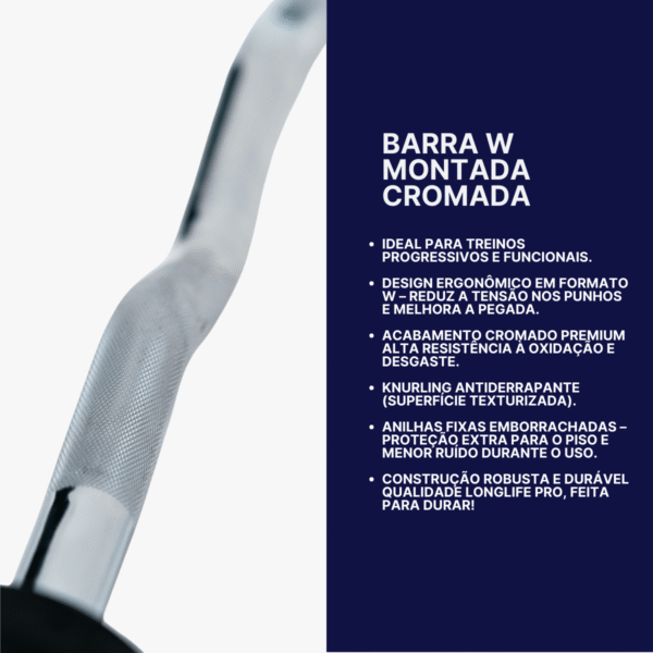 Barra W 40kg Montada Emborrachada