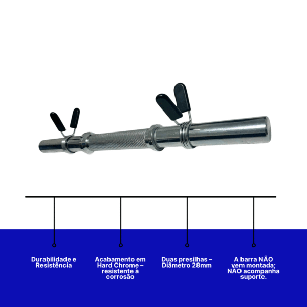 Halter 40 cm Barra Reta Com Presilhas