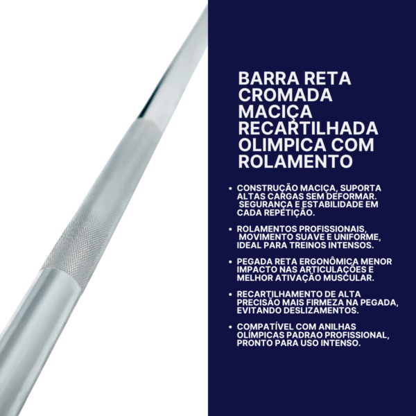 Barra Reta 2,20m Olímpica Musculação