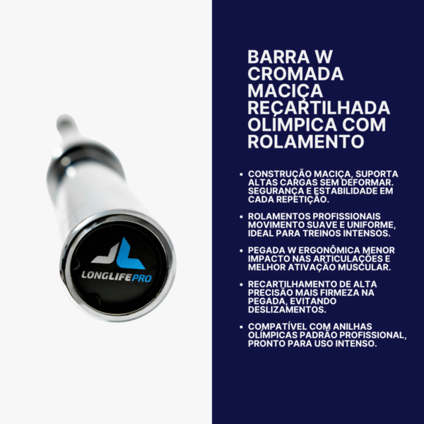 Barra W Olímpica 1,20m c/ Presilhas
