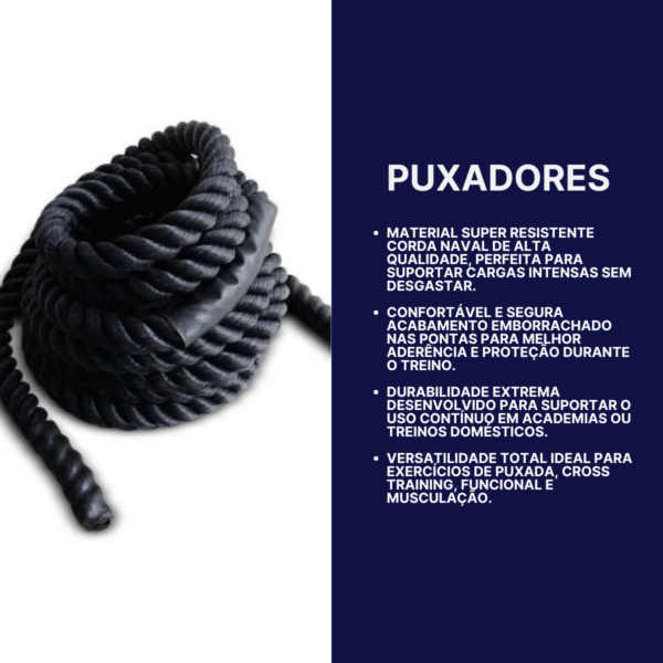 Corda Naval Preta 40 Mm 9 Mts Com Protetor Treino Funcional