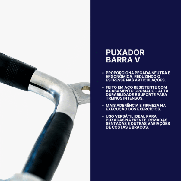 Puxador V Tríceps Cromado Emborrachado