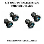 Kit Jogo de Halteres Aço Emborrachado 10kg-30kg