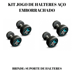 Kit Jogo de Halteres Aço Emborrachado 10kg-30kg