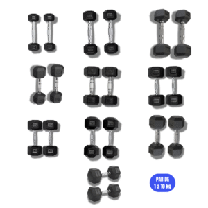 Kit 1kg a 10kg Jogo de Halteres Sextavado Emborrachado