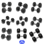 Kit 10kg a 30kg Jogo de Halteres Dumbbell Sextavado Emborrachado