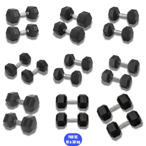 Kit 10kg a 30kg Jogo de Halteres Dumbbell Sextavado Emborrachado