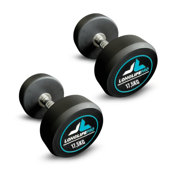 Halter 17,5Kg Dumbbell Redondo Aço Emborrachado