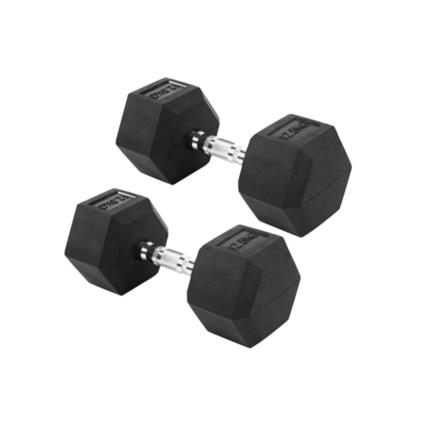 Halter Dumbbell 12,5Kg Sextavado Emborrachado Cor Preto