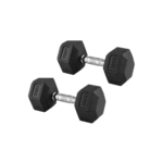 Halter Dumbbell 20Kg Sextavado Emborrachado Cor Preto