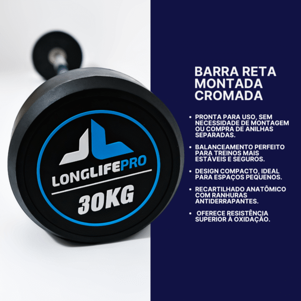 Barra Reta 20kg Montada Emborrachada