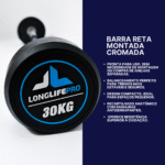 Barra Reta 30kg Montada Emborrachada