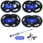 Kit Intermediário Olímpico 2,5 kg - 15 kg + Barra Reta Olímpica 2,20m