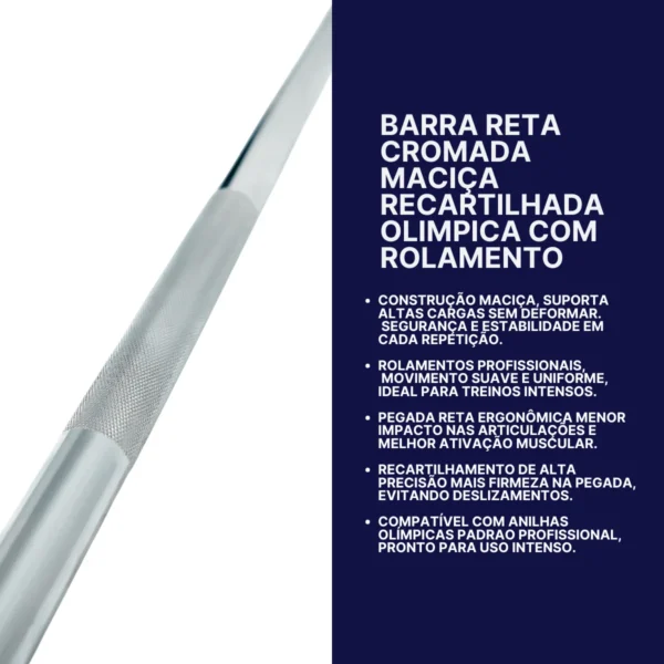 Kit Intermediário Olímpico 2,5 kg - 15 kg + Barra Reta Olímpica 2,20m