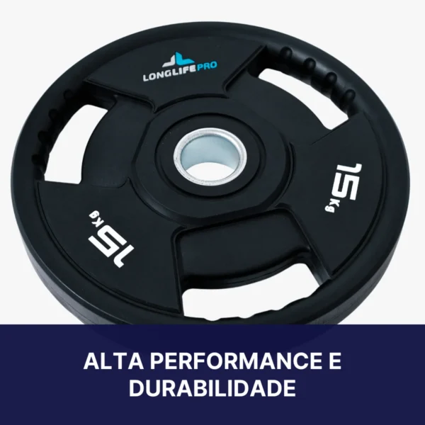 Kit Intermediário Olímpico 2,5 kg - 15 kg + Barra Reta Olímpica 2,20m