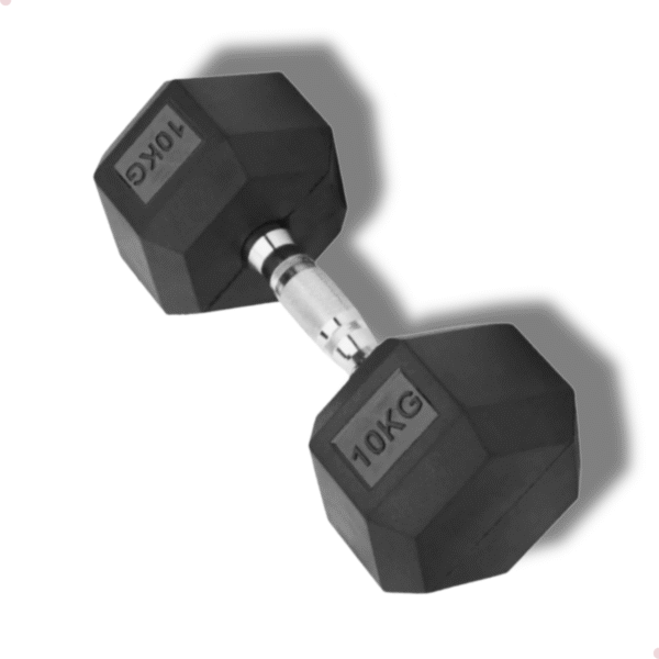 Halter Dumbbell 10Kg Sextavado Emborrachado Cor Preto