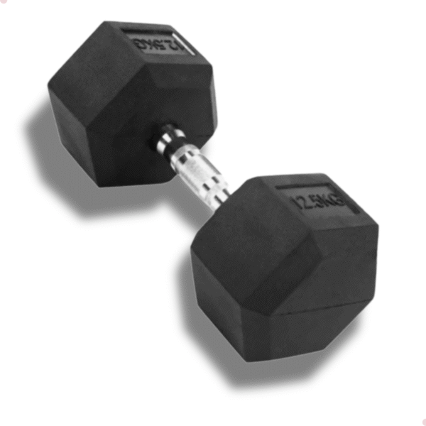 Halter Dumbbell 12,5Kg Sextavado Emborrachado Cor Preto