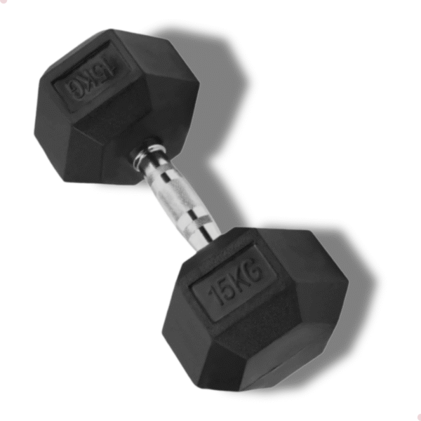 Halter Dumbbell 15Kg Sextavado Emborrachado Cor Preto