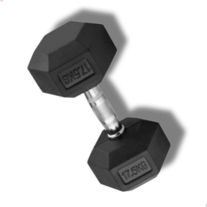 Halter Dumbbell 17,5Kg Sextavado Emborrachado Cor Preto