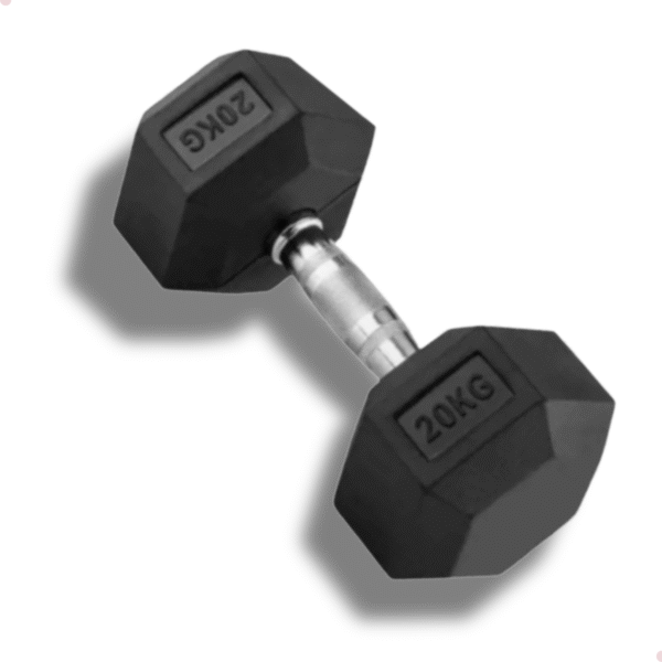Halter Dumbbell 20Kg Sextavado Emborrachado Cor Preto