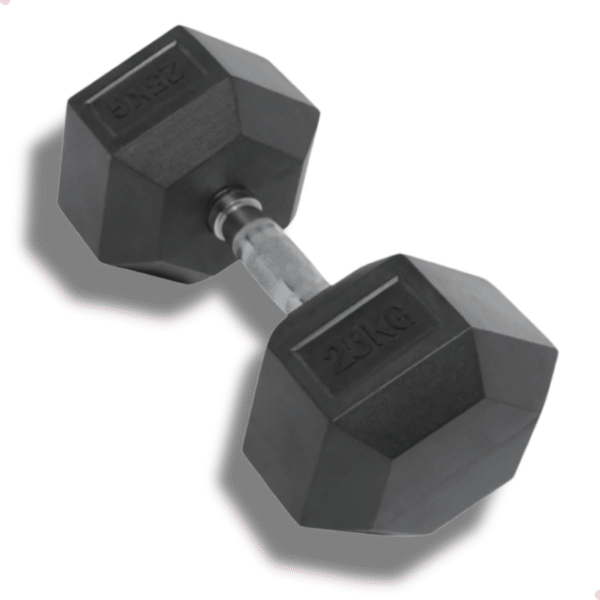 Halter Dumbbell 25Kg Sextavado Emborrachado Cor Preto