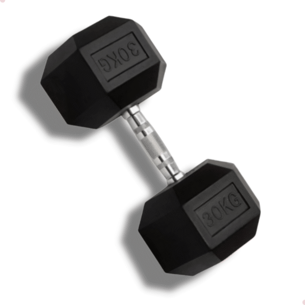 Halter Dumbbell 30Kg Sextavado Emborrachado Cor Preto